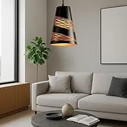 Modern Black Cutting Cone Design Pendant Hanging Light (Pack of 1) Ceiling Light for-Bedroom, Living Room, Restaurants, Dining, Coffee Shop, Indoor, Home and Office. Etc (Without Bulb)-picture-28