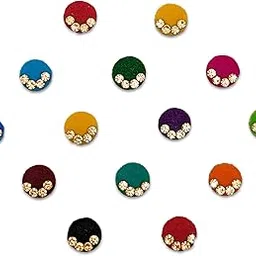 Comet Busters Multicolor Round Bindis with Golden Stones (6mm) (BV2010)-picture-18