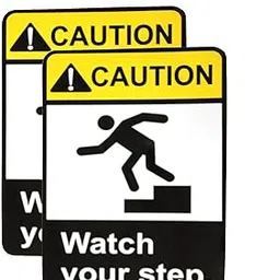 eSplanade Caution Watch Your Step Warning Sign Sticker Decal - Easy to Mount Weather Resistant Long Lasting Ink (Size -7.5"x5.5") image 1