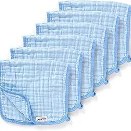 Maliton Baby Boy Muslin Burp Cloths 6 Pack Large 20''x10'' 100% Cotton Burp Rags Absorbent and Soft 6 Layers Baby Spit Up Rags Newborn Boy Essentials(Blue, Pack of 7)-image-22