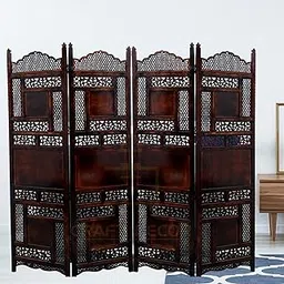 CRAFT DECOR Wooden Room Divider |Wooden Partition for Living Room |Wooden Room Separator | Room Wall Divider |Screen Separator for Living Room/Bedroom/Office/Mandir (4 Panels (72x80), Sheesham Shade)-picture-28