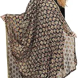 Kanchan Phulkari Dupatta for Women Chiffon Embroidery Fulkari Dupatta (Black)-image-31