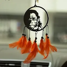 Niya Krafts Fancy Lord Hanuman car Hanging car Rear View Mirror Decor Ornament Accessories Good Luck Dream Catcher Positive Vibes Balcony,Gift, car, Wind Chimes, Room (Hanuaman Dream Catcher)-image-92