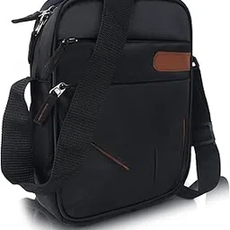 half moon Explorer Nylon Stylish Side Sling Bag For Men, Black | Multi-Pocket Shoulder Bag With Zip Closure & Adjustable Straps For Travel, Office, Business-picture-41