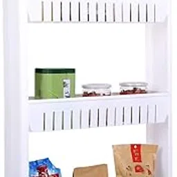 VISHVA 3 Layer Slide Storage Organizer Slim Rack With Wheels For Easy Movement | Unbreakable Plastic, White-picture-12