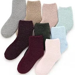 cluze Autumn and Winter Women’s Warm Thickened Multi-Color Mid-Tube Socks | Soft Fuzzy Fluffy Cozy Thermal Sleep Socks | Nylon & Polyester Blend-picture-39