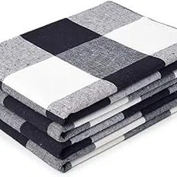 Encasa XO Kitchen Cloth for Cooking | Cotton Hand Towel for Drying Dishes | 70x45 cm Tea Towels | Highly Absorbent for Cleaning & Quick Drying of Plates | Buffalo Black Checks (Set of 4 Pieces)-picture-46