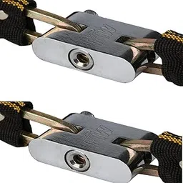 ROLLYWARE™ India's Heavy Duty Combo 1+1 Chain Lock Helmet Lock for Bike, Motorcycle, Cycle, Door, Gate, Fence, Grill Luggage Lock Device (Combo Chain Lock with 3 Keys Anti-Theft) { Set of 2)-picture-40