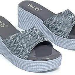 wfs Women’s Black 2.5 Inch Wedge Heel Slip-On Fashion Sandals – Shimmer Finish-picture-11