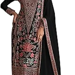 shampysky Women's Black Chinon Stitched Top with Stitched Bottom and Dupatta Full Sleeve Embroidered Straight Kurta (SSW-1199-Black)-picture-51