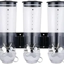 Wall Mounting Dry Food Dispenser Kitchen Storage for Cereal Oatmeal Grain Triple Black-picture-28