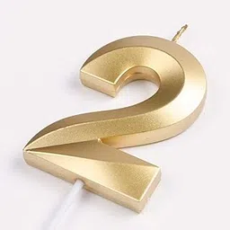 AR Giftzadda 2 Number Golden Candle Cake Topper for 2nd Birthday/Anniversary Party Celebrations Pack of 1 (2 No. Candle)-picture-21