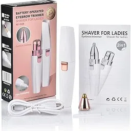 Eyebrow Trimmer for Women, 2 in 1 Rechargeable Facial Hair Remover with Replaceable Heads, Professional Painless Personal Hair Removal Eyebrow Razor with Indicator Lights (White)-image-79