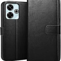 CEDO Redmi 13 (5G) / Poco M6 Plus (5G) Flip Cover | Leather Finish | Inside Pockets & Inbuilt Stand | Shockproof Wallet Style Magnetic Closure Back Case Flipcover (Black)-image-29