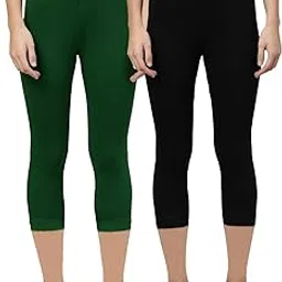 Combo of 2 Skinny Fit Stretchable Cotton Capri Leggings for Women 3/4 Pack of Calf Leggings | Three Fourth Legging Women for Gym, Running, Yoga, Workout| Size XS- 3XL |-image-79