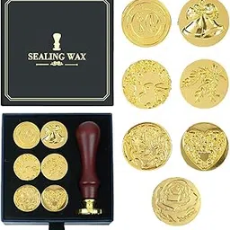 URBAN BOX Wax Seal Stamp Kit Gift Box Set, Wax Seal Kit, 7Pcs Sealing Wax Stamps Copper Seals + 1 Wooden Wax Seal Stamp Handle, Wax Stamp Kit for Cards Envelopes, Gift Packaging (CLASSIC SERIES)-picture-19