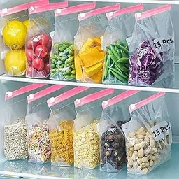 ZUCLLSPA Vegetable Re-usable Jewellery Storage Bags Kitchen Refrigerator, Zip Lock Pouch Veg Food Covers Fridge, Fridge Storage Plastic Green Zipper, Plastic Bag-314-picture-13