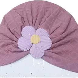 baby station Cotton Turban Hat with Flower – Soft Unisex Baby Cap (0-3 Years)-picture-53