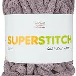 Ganga Super Stitch Quick Knit 100% Polyester (Jumbo) Chenille Yarn Supersoft Hand Knitting Wool Ball (300 gram per ball) Suitable for Craft, Babywear, Baby Blankets, 5 Bulky (Purple Taupe-SST028, 300 Gram)-image-4