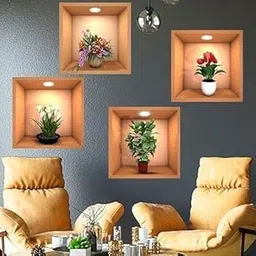 HETZON SALES 3D Vase Wall Stickers | Flower Pot Wall Stickers | 3D Wallpaper Self Adhesive Stickers |3D Vinyl Removable Wall Sticker for Living Room Dining Room Bedroom-image-13