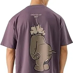 the souled store Official Tom & Jerry: Sticky Situation Men and Boys Short Sleeve Round Neck Purple Graphic Printed Cotton Oversized T-Shirts-picture-25