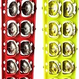 AOKO Plastic Manjira - Musical Instrument for Bhajan and Kirtans,Khartal for Mandir aarti-(Jheeka)-5 line -Multicolo (Pack of 2)-picture-14