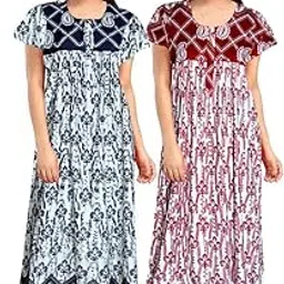 Women's Pure Cotton Nightwear Casual Nighty (Maxidress COMBO2247 XL) Red-picture-21