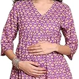 secret wish Floral Cotton Maternity Tunic/Short Nursing Kurti/Pregnancy Tunic Top/Feeding tunic top/pregnancy wear outfit-picture-47