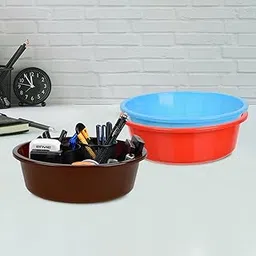 Homestic Pack of 3 Desk Organizer | Stationery Organizer | Multipurpose Organizer | Office Supplies for Pen-Pencil-Staplers | Desktop Organizer | 6 LTR | Red & Sky Blue & Brown-image-43