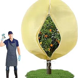 Plant-Covers-Freeze-Protection, 2.8oz/yd² Winter Frost Covers for Outdoor Plants,Extra Large Tree covers with Zipper Drawstring, Protect Plants from Cold, Frost, Wind (1PC - 6' x 8', Beige)-image-7