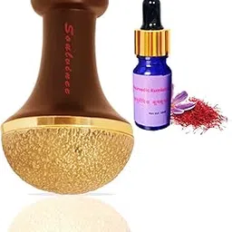 Soulvinee Kansa Natural Vatki with wooden handle Ayurvedic Detox Foot Massager Relaxation and Deep Cleaning Ancient Indian Technique Ayurvedic Kansa Vatki Foot Massage with KumKumadi Oil pc 1-image-1
