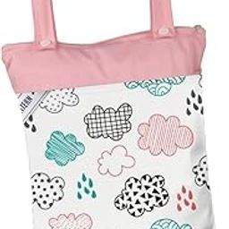 ATORSE Baby Diaper Pouch Zipper Baby Wipe Bag for Outdoor Activities Travel Picnic Pink White-picture-4