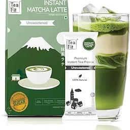 TeaFit Premium NO SUGAR Instant Matcha Latte | Refreshing Ceremonial Uji Matcha Latte Premix | 3 Sachets (54gm) | Sourced from Japan | With Unsweetened Milk Blend | Diabetic Friendly-picture-14