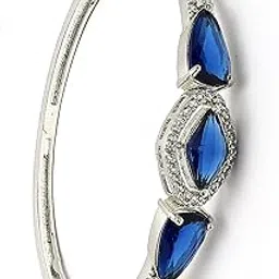 zeneme Bracelet For Women Silver Toned Blue Sparkle Rhodium Plated Brass Bracelet for Women & Girls-picture-48
