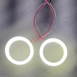 UNIVERSAL 2PC COTTON WHITE COB RING CAR BIKE 60MM DRL Daytime Running Light Angle Eyes Led Ring Bike COB LED Angel Eyes Halo Ring DRL Halo Ring COB Chips (60MM WHITE)-image-23