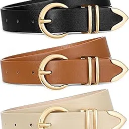 ya belt 3 Pack Women's Belts for Jeans Dresses Fashion Ladies Skinny Leather Belt with Gold Buckle for Pants-picture-33