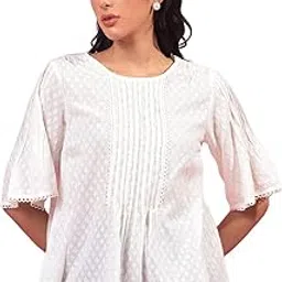 crimsoune club Women's White Embroidered 100% Cotton Top-picture-13