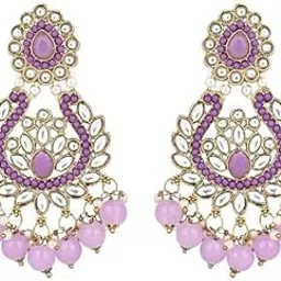 i jewels Traditional Design Handcrafted Kundan & Pearl Earrings for Women (E7276Pu)-picture-21