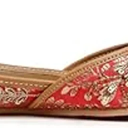Subhuuti Embroidered Indian Wedding Shoes for Women Peach-picture-51