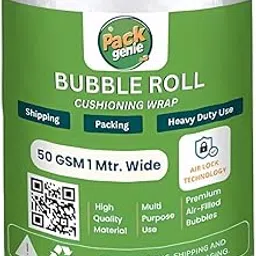 PackGenie 50 Gsm Heavy Air Bubble Wrap Packing Roll for Safety, Multipurpose Packing Needs 1 Meter Wide (50 Meter)-picture-21