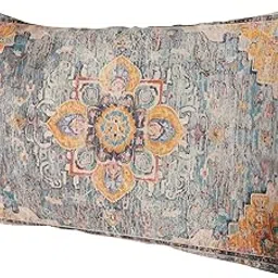 Outdoor Pillows Covers with Inserts Geometric Abstract Carpet Flowers Pattern Yellow Waterproof Pillow with Adjustable Strap Throw Pillows for Patio Furniture Pool Lounge Chair, 12x20 Inch, 1PCS-picture-42