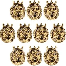enakshi (label) 10 Pieces Lion Head Pendants Bracelets Charm Jewelry Accessory Golden-picture-37