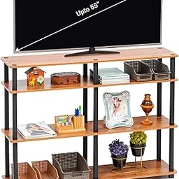 Livzing 4 Tier Wooden TNT TV Entertainment Units | Sturdy Construction | Holds up to 55 inches TV | Multiple Shelves & Open Shelving | Ventilation | Modern TV Stand-picture-21