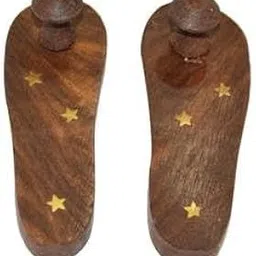 Wooden Khadau Charan Paduka - 2 Piece (4.25 Inches, Brown)-picture-28