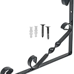 GLOBUS 1683-Decorative Metal Wall Mounted Bracket Size(9.5X7.5 INCH /24X19 CM) for Hanging Flower Pot Plant Container.1 Bracket with 2 mounting Screws & 2 Plastic sockets.-image-79