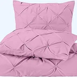 3PC Pinch Duvet/Blanket Cover Set with Zipper Closure, 100% Egyptian Cotton (1 Zipper Closure Pinch Duvet Cover & 2 Pillow Covers) 600 Thread Count, Soft and Fluffy-Pink Solid,Queen Size.-picture-24