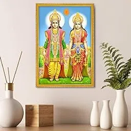 999STORE Lord Lakshmi Narayan Photo Painting With Photo Frame For Mandir/Temple Lakshmi Narayan Photo Frame (MDF & Fiber_12X8 Inches) God0160-picture-18