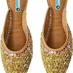 pehnawacraft Cindrella Jutti for Women | Soft Leather ethnic Juttis | Bite and Pinch Free Jutis | Ladies Juti | Bridal Flat Stylish Mojari for wedding | Ethnic stylish Flats for Girls | mojris for women | Magenta Pink colour Jooti | Best lehenga Nagra Back Open mule-picture-16