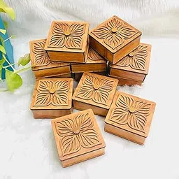 NAVRANG Wooden Jewelry and Decor Boxes, Gift Boxes for Home Small Return Gifts Box Empty Container for Dry Fruits Return Gift (Pack Of 12)-image-1