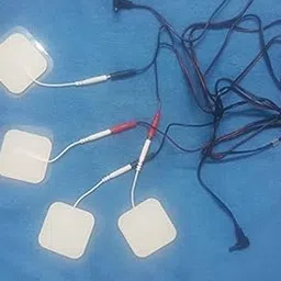 BI - SELF ADHESIVE TENS PAD [5 X 5 CM] SET OF 4 PCS. + TENS LEAD WIRE [120 CMS.] PAIR FOR TENS & EMS MACHINE-image-0